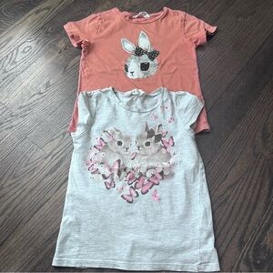 Girls Easter/Bunny Graphic Cotton T-Shirt Bundle (2pcs) -Size 6-8 Years